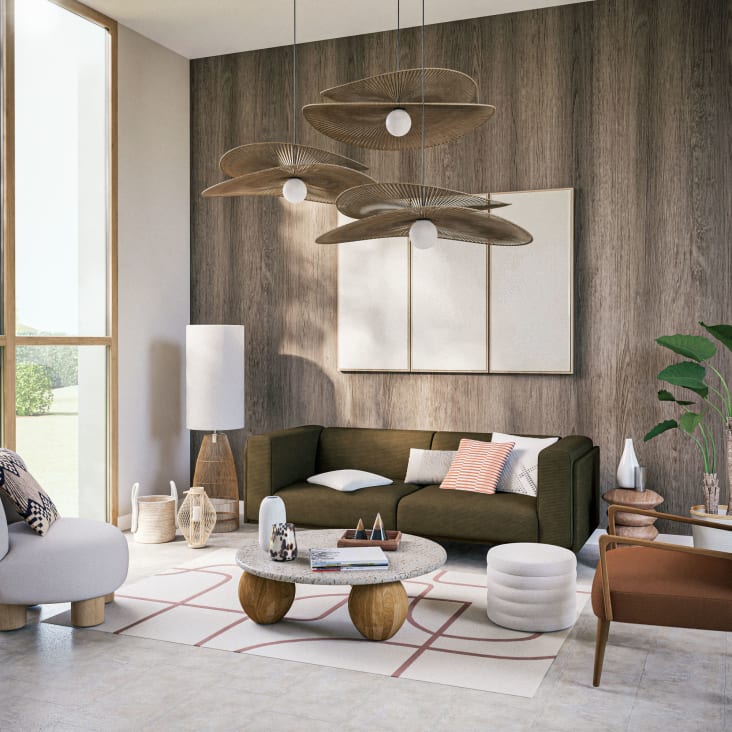 Ronde salontafel van steen en massief mangohout D100 Esfera | Maisons ...