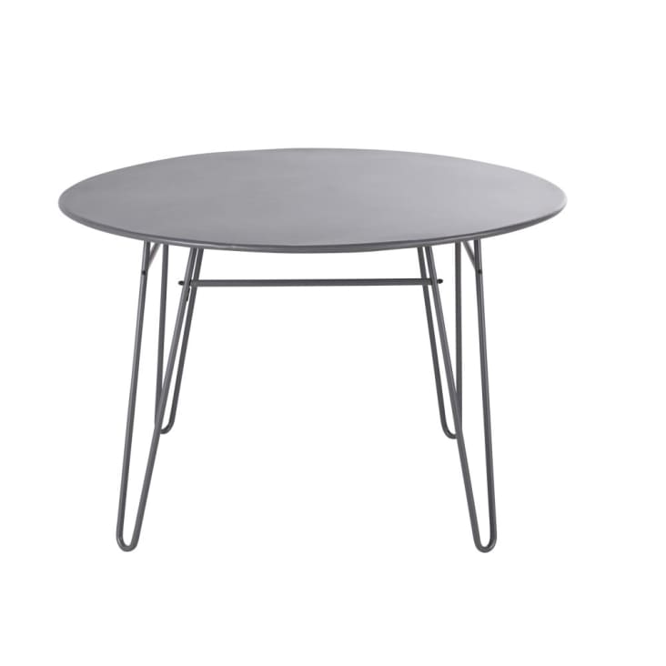 Runder Gartentisch aus grauem Stahl, 4 Personen, D120cm