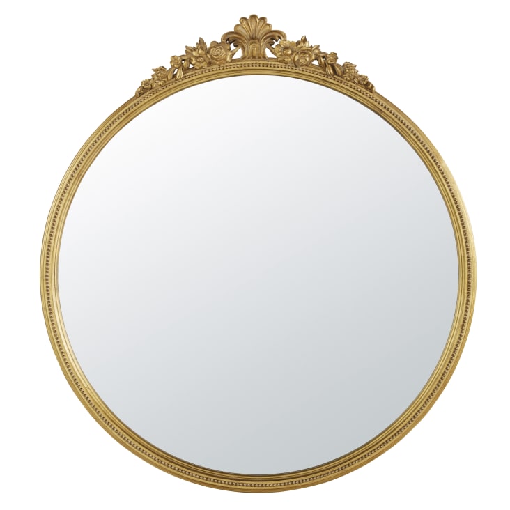 Runder Spiegel mit goldenem Zierrahmen, 110x120cm OMERA