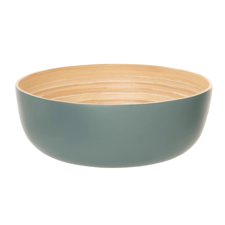 Salatschssel aus Bambus, blaugrn