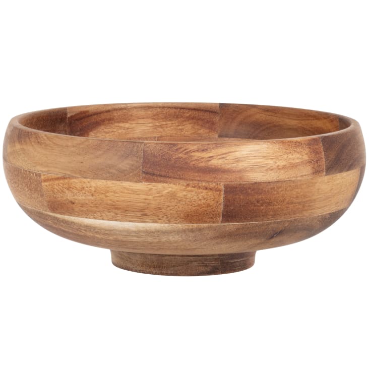 Zassenhaus sla- en fruitschaal van acaciahout, 25 × 9 cm, slakom met een individuele nerf, serveerschaal ideaal voor fruit, bowls of smoothie, kom van hout