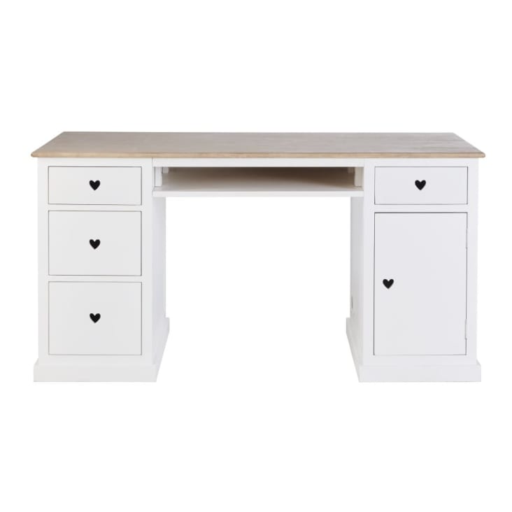 Schreibtisch mit 4 Schubladen und 1 Tür, weiß