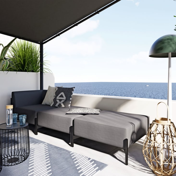 Raso Business - Sedia professionale per divano da giardino modulare in alluminio e rivestimento grigio antracite 