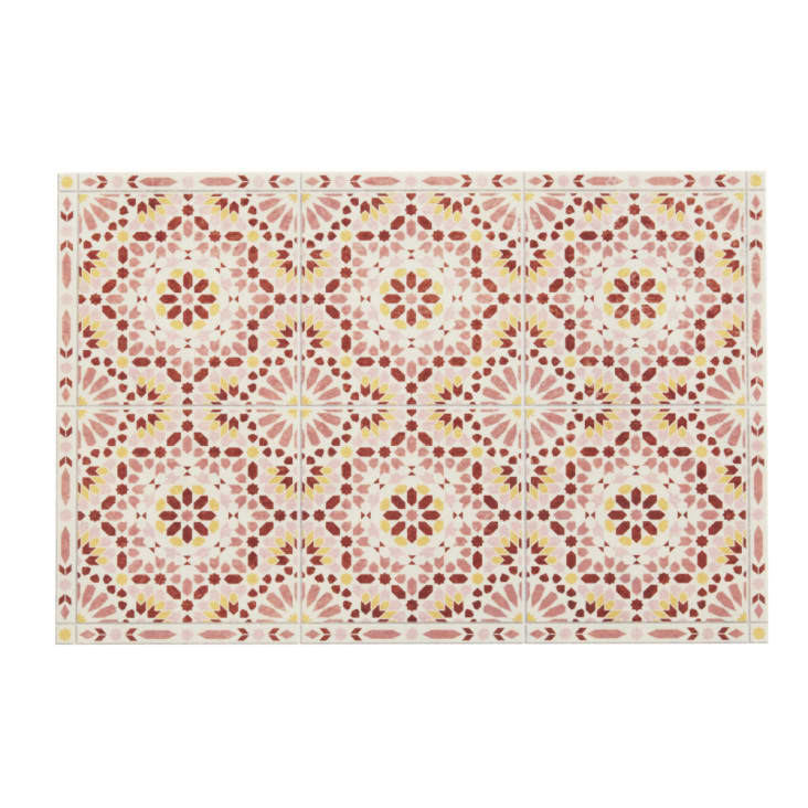Set de mesa de vinilo color blanco y multicolor con mosaico de azulejos  vegetal 30 x 45 SINTRA