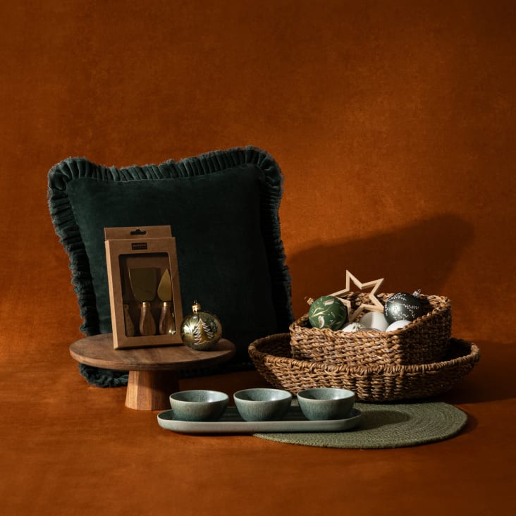 Set de table rond en jute vert D38 | Maisons du Monde