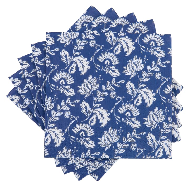 61 decorazioni per feste con fiori blu e bianchi, set di stoviglie