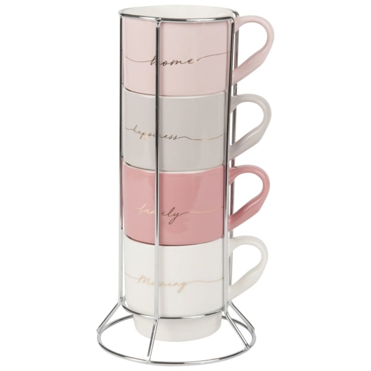 Set Di 4 Tazzine Da Caffè In Ceramica Con Manico In Legno – Stile Giapponese – Capacità 75ml – Lavaggio A Mano - 4