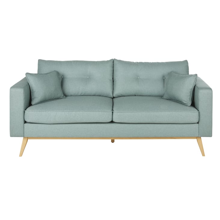 Sofá de estilo escandinavo de 3/4 plazas verde agua moteado Brooke Maisons du Monde