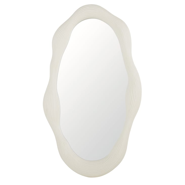 Specchio da parete con cornice bianca in rilievo 80x139 cm Rhea
