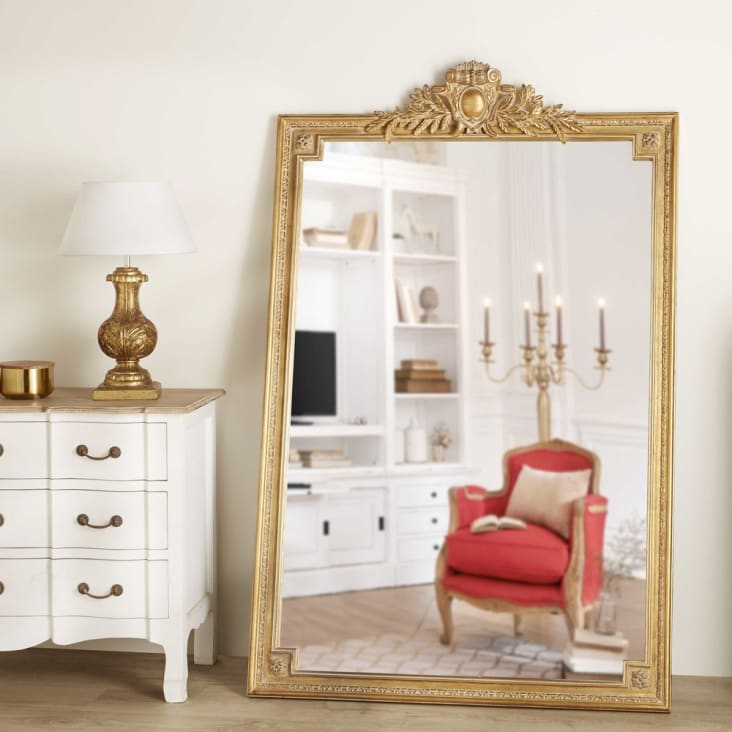 Specchio grande con modanature dorate 120x185 cm Victoire