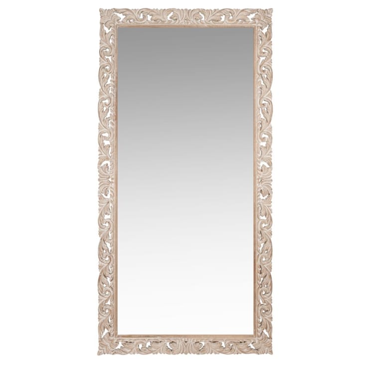 Specchio grande in mango scolpito, 90x180 cm