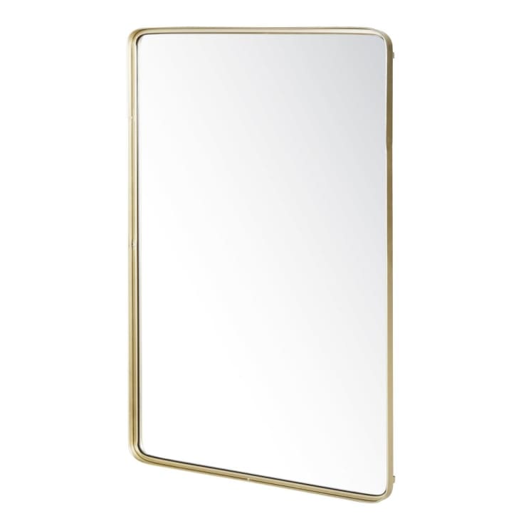 Spiegel mit abgerundeten Kanten und goldenem Metallrahmen 75x110