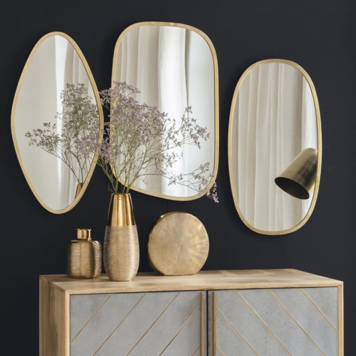 Spiegel mit goldfarbenen Metallrahmen (x3) 37x59
