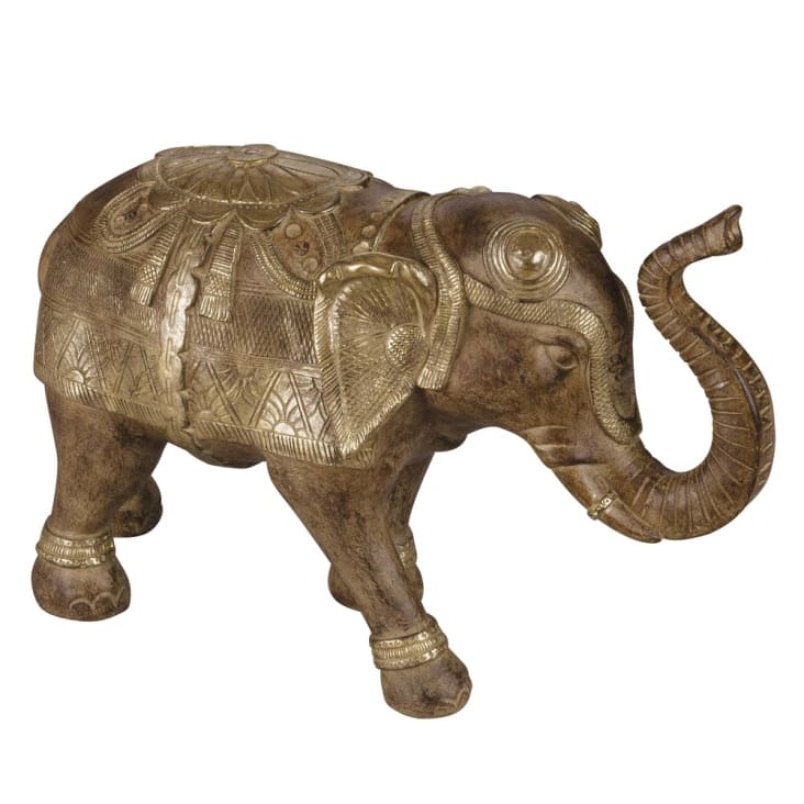 2 Cuscini Cilindri Decò In Seta Polydupion E Broccato – Elefante Marrone E Oro