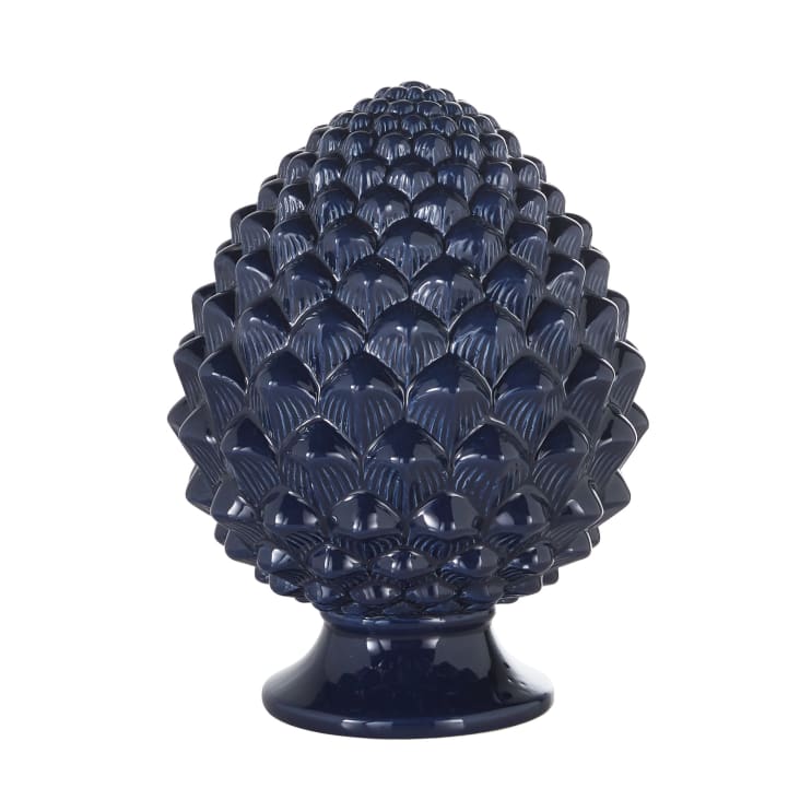Oeuf chinois en faïence peinte bleue - Décoration