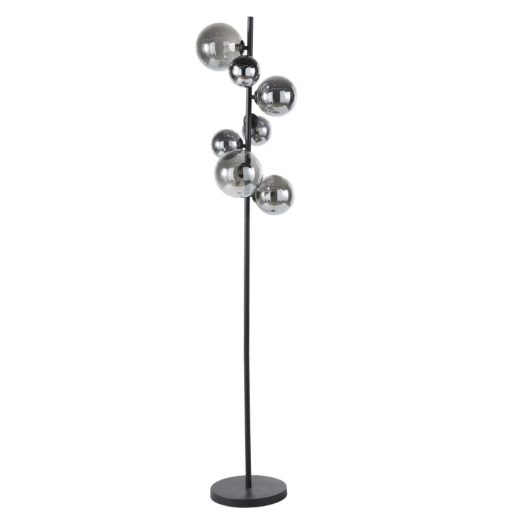Stehlampe 7 Kugelschirmen aus Rauchglas und Metall, schwarz H155 NILSON |  Maisons du Monde