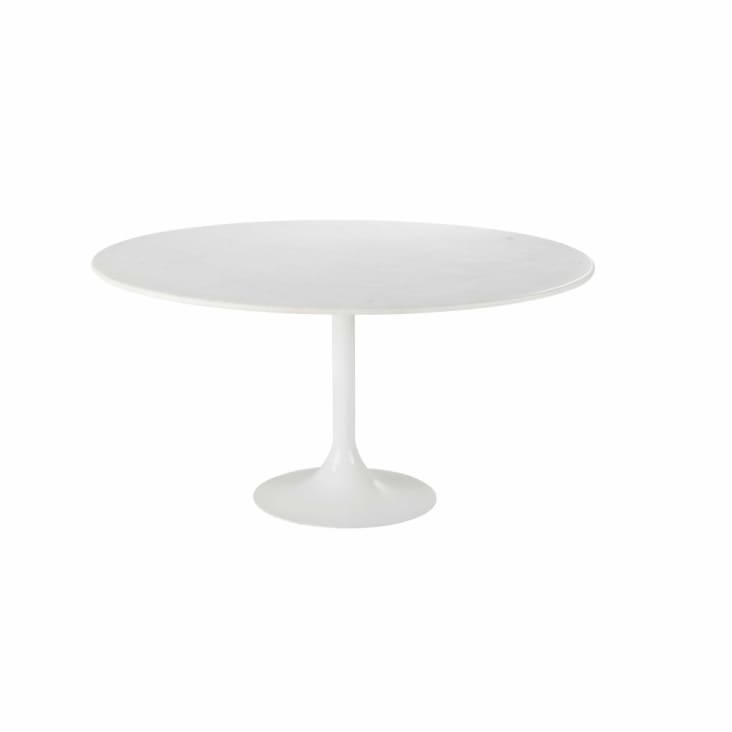 Table à manger ronde en marbre blanc 6/7 personnes D130 Midtown