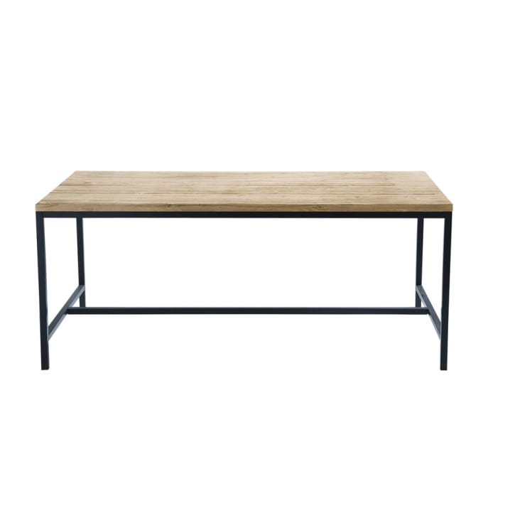 Table extérieur en bois (en sapin), avec pieds en fer de forme X. 2,80 de  longueur