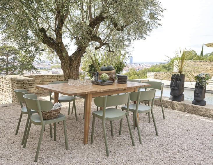 Garda - Table de jardin extensible carrée en acacia massif 6/8 personnes