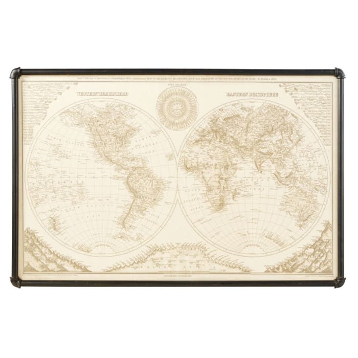 Tableau carte du monde en métal noir 133x87 CODY