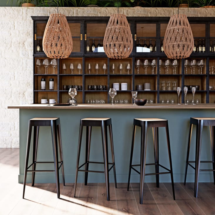 Lot De 2 Chaises De Bar En Tissu Et Métal H65cm - Rouille Bega | Maisons Du Monde