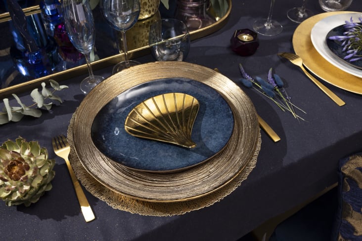 OPIUM - Taça de grés estriado dourada