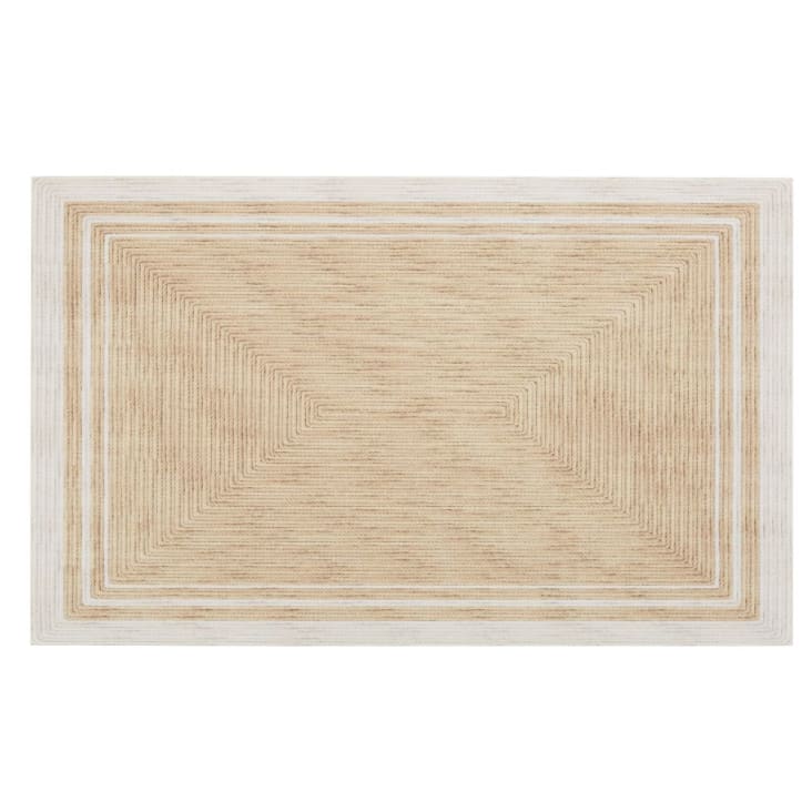 Tapis en vinyle imprimé beige et blanc effet jute 50x80