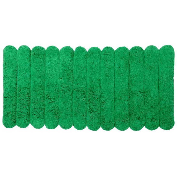 Tappeto a forma ovale in cotone riciclato a rilievo verde 120x160 cm GURI