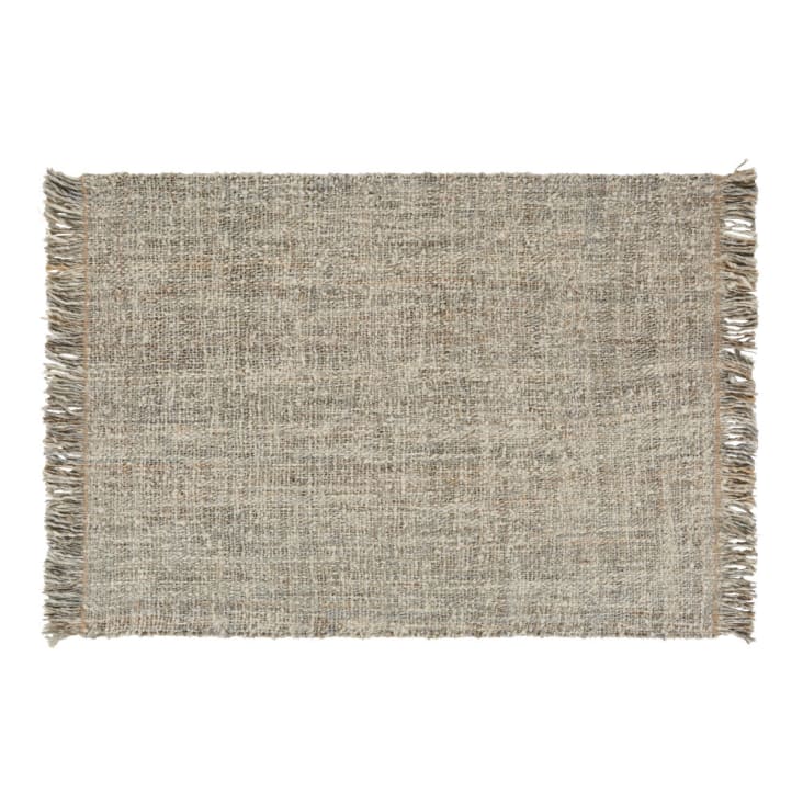 Tappeto intessuto in lana, iuta e cotone beige e blu 140x200 cm LOUISA