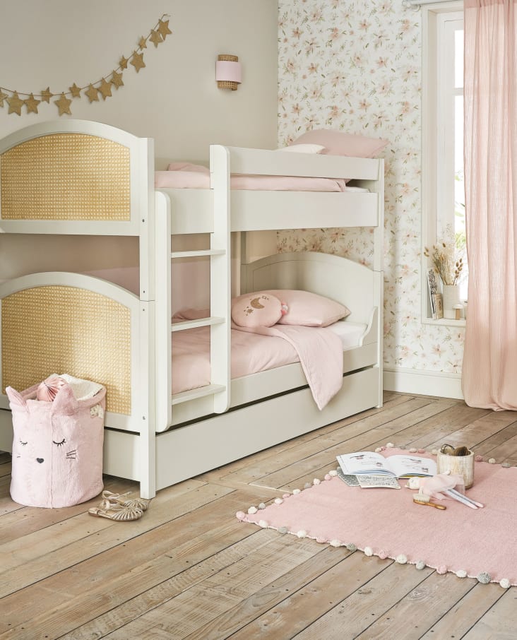 BUCOLIQUE - Tappeto per bambini in cotone rosa con pompon, 120x180 cm
