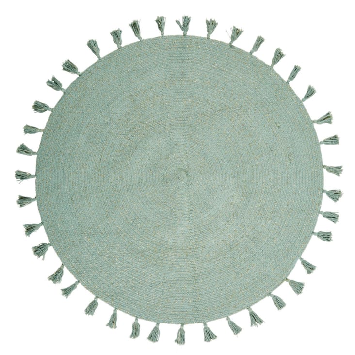 Alfombra de yute redonda verde, 120X120 cm  Tappeti rotondi, Tappeti,  Sacchetto di plastica