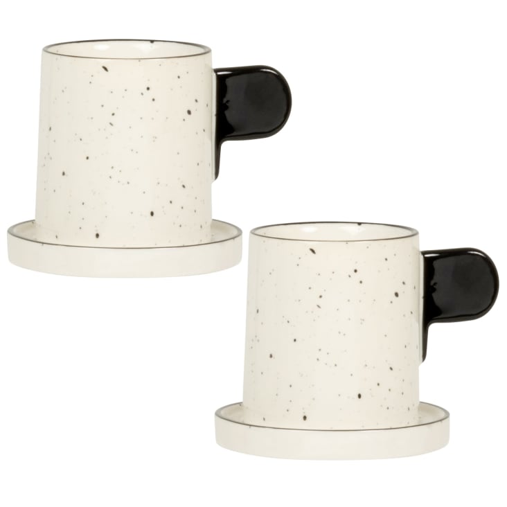 Lot De 6 Tasses à Café Avec Soucoupes - 250 Cc, Porcelaine, Design Sway Inspiré De La Mer, Résistant Micro-ondes Et Lave-vaisselle - 6