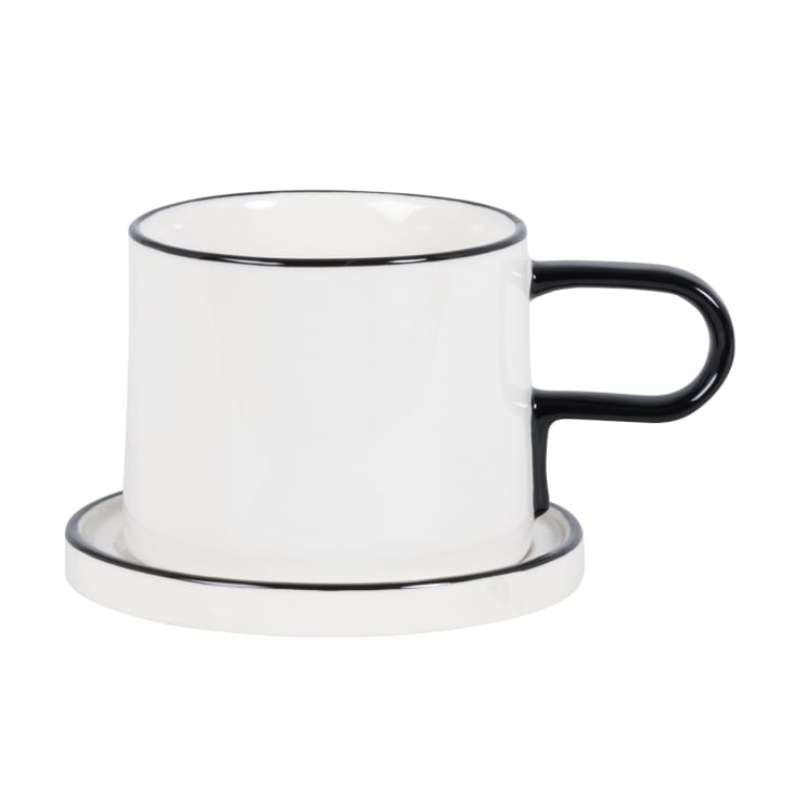 Sublime petite tasse en céramique en relief tripode blanc doré et