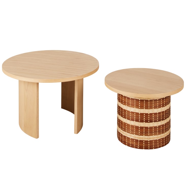 Set Di 3 Tavolini Da Salotto Rotondi Relaxdays - Sovrapponibili In Ferro E Legno Di Mango - Foto 11