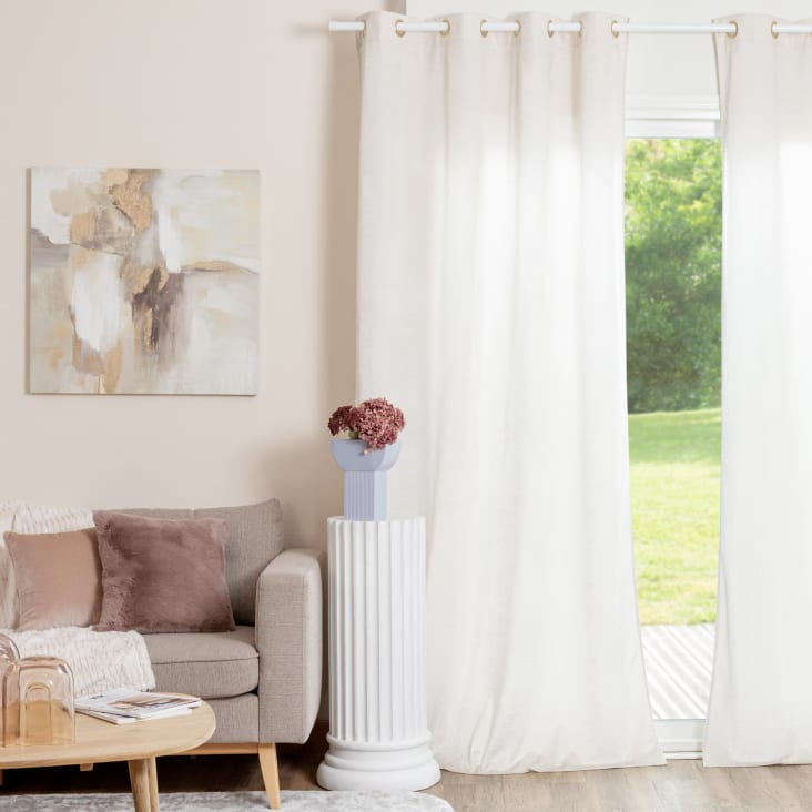 Coppia Tende In Voile Sienna Latina Con Occhielli - Rete Luccicante Rosa Cipria, 140x220 Cm