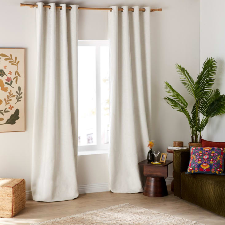 Tenda Oscurante Con Occhielli In Misto Cotone Beige – 117x183 Cm, Semi Trasparente, Antirumore, Lavabile In Lavatrice