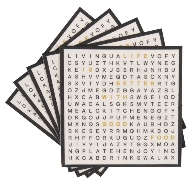Tovaglioli di carta beige con motivo lettere mischiate gialle e nere (x20)