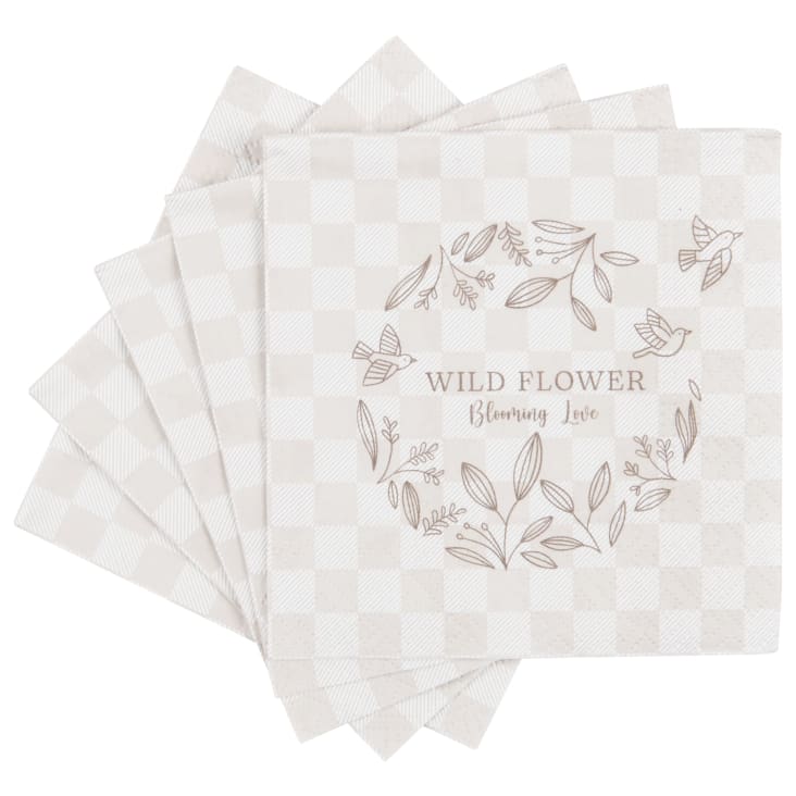 Tovaglioli di carta con motivo a quadri beige e nero (x20) WILD FLOWER
