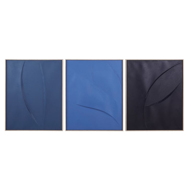 Trittico astratto blu con rilievo 72x90 cm Lovel | Maisons du Monde