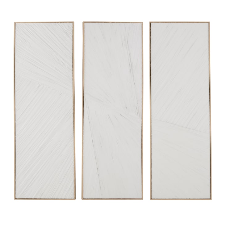 Trittico astratto su tela con rilievi bianchi 156x152 cm Jenna ...