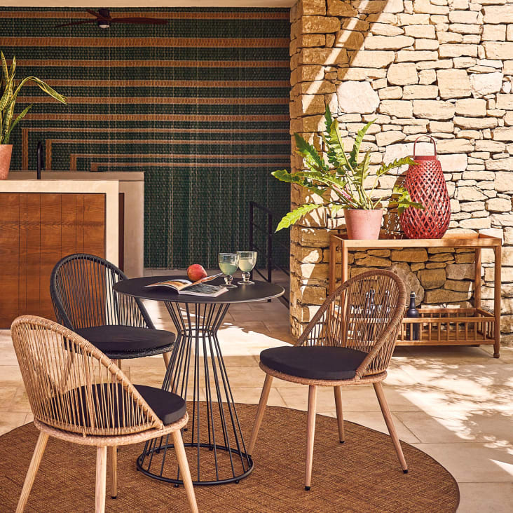 Modulaire Loungeset voor 6 Personen van Gevlochten Hars - Zwart en Beige Modulaire Loungeset voor 6 Personen van Gevlochten Hars - Zwart en Beige