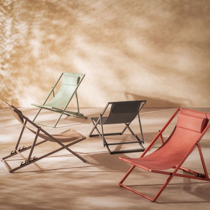 Split - Tumbona/silla de playa plegable de metal topo