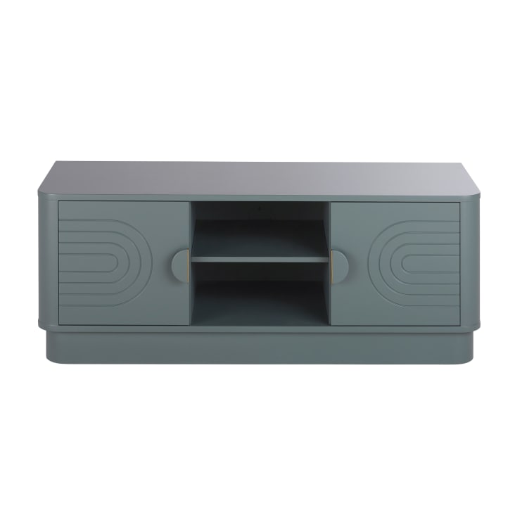 ML-Design Mesa De TV De Madera En Verde-Natural 140x40x46 Cm Gabinete Para Televisión De Hasta 65 Pulgadas Mueble Moderno Con 2 Puertas Cajon Y Estantes Tablero De Pie Madera De Pino 87001400