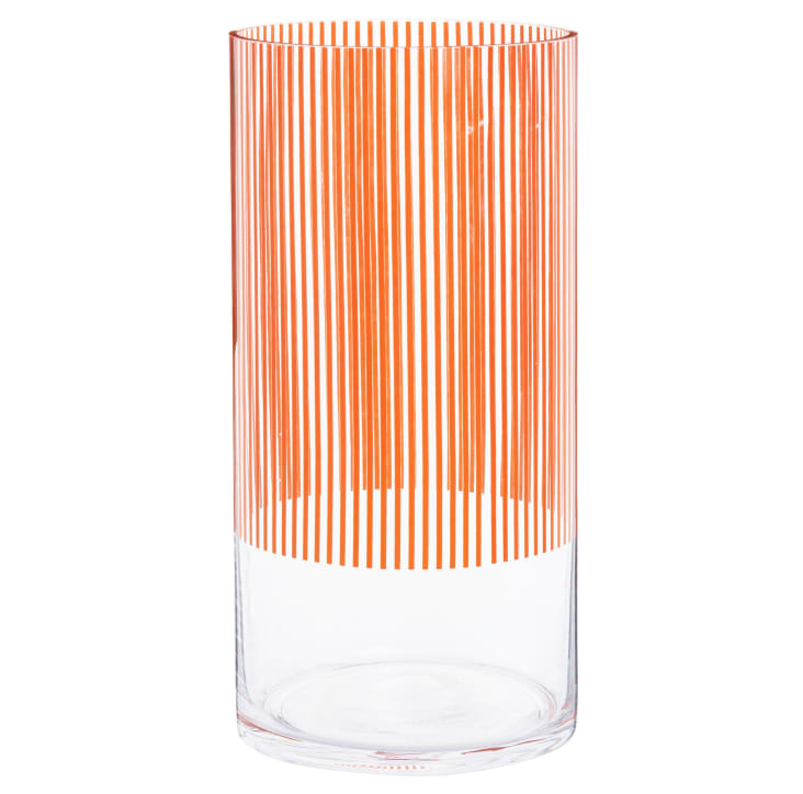 Vase en verre recyclé transparent et orange H27