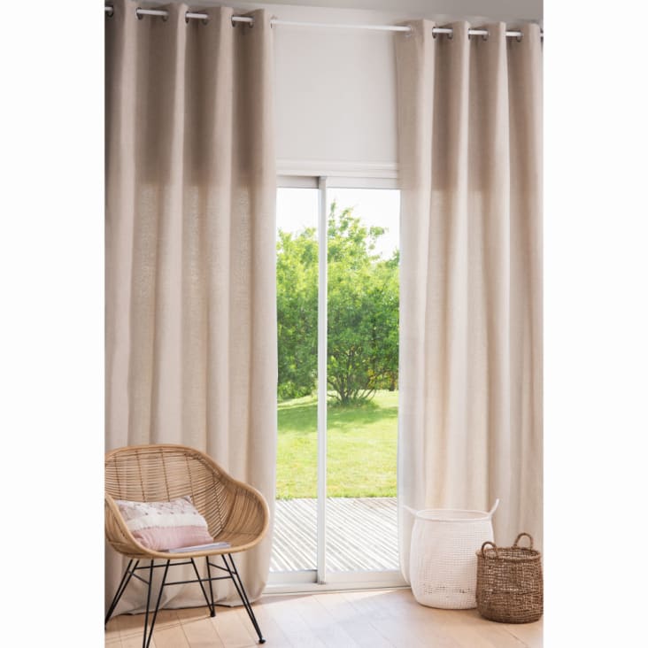 Vorhang mit Ösen | 1 Maisons aus in Polyester Vorhang Ecru 140x300, du Monde recyceltem