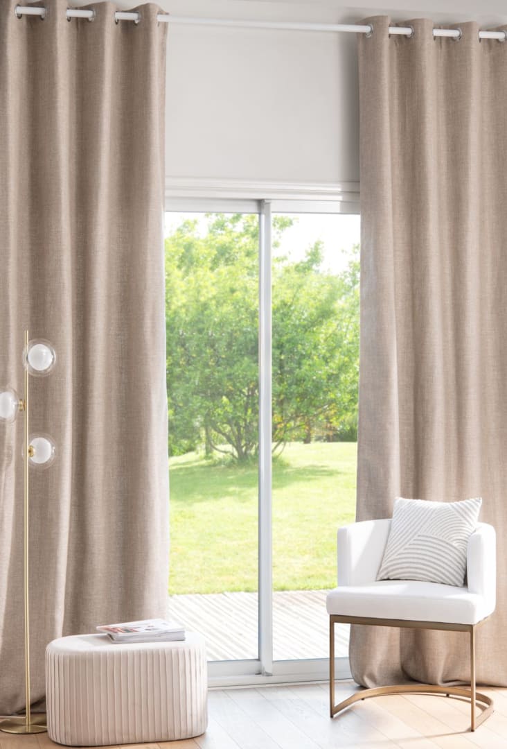 Vorhang mit 130x300cm | Maisons beige, Ösen (x1), Monde du