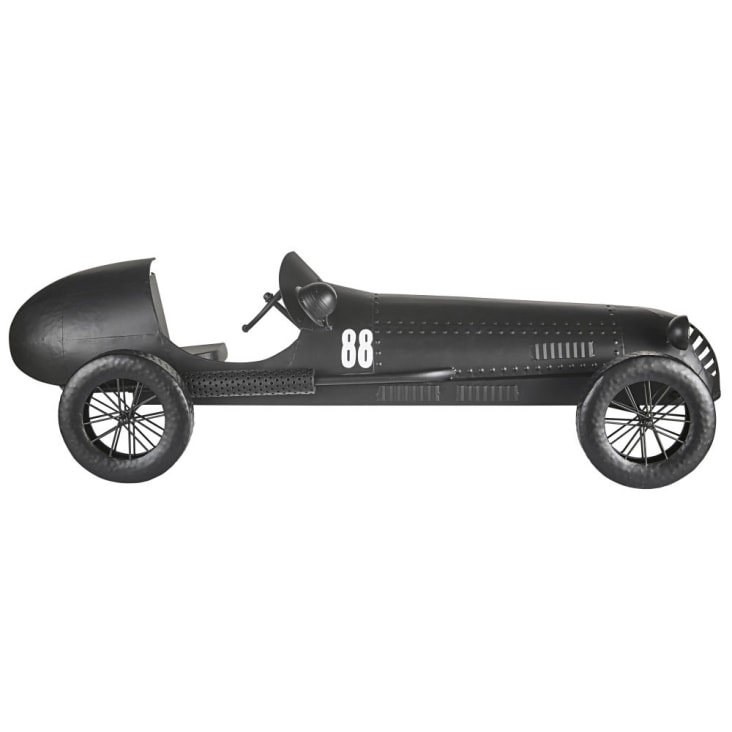 Wanddeko Auto aus schwarzem Metall, 119x35cm