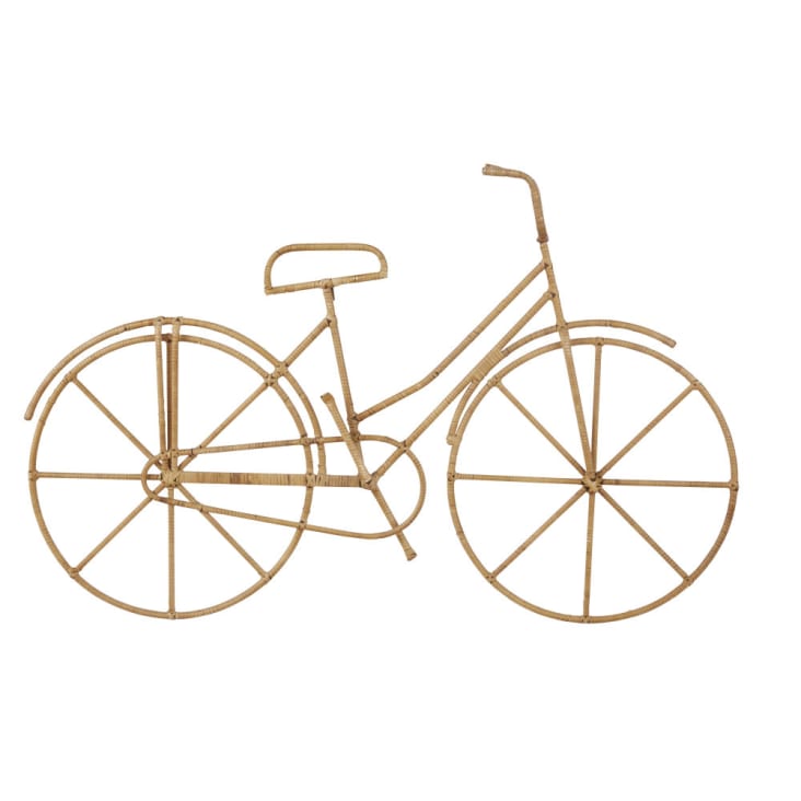 Wanddeko Fahrrad aus Rattan, beige, 132x84cm