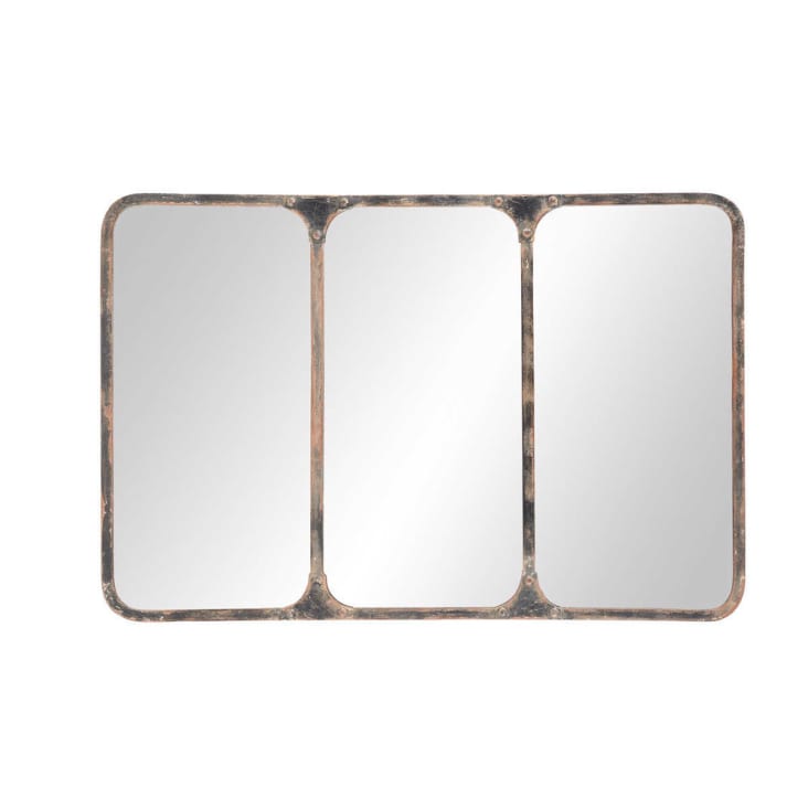 Zwarte metalen industriële spiegel, 106x72