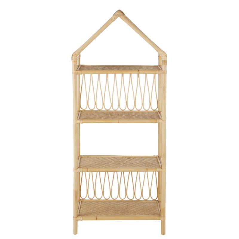 Bibliothèque maison enfant en rotin et bambou beige - miniature 11